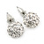 10mm White Crystal Ball Stud Earrings In Silver Tone - view 2