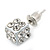 White Enamel, Clear Crystal Dice Earrings In Silver Tone Metal - 7mm Diameter - view 4