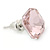 Pink Glass Square Stud Earrings In Silver Tone - 10mm Length - view 3
