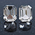Clear Glass Square Stud Earrings In Silver Tone - 10mm L