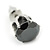 Black CZ Round Cut Stud Earrings In Rhodium Plating - 8mm - view 3