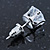 Clear CZ Round Cut Stud Earrings In Rhodium Plating - 8mm - view 2
