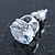 Clear CZ Round Cut Stud Earrings In Rhodium Plating - 8mm - view 5