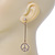 Gold Plated Clear Crystal 'Peace' Drop Earrings - 65mm Length - view 3