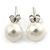 8mm White Freshwater Pearl Sterling Silver Stud Earrings - Boxed - view 2