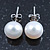 8mm White Freshwater Pearl Sterling Silver Stud Earrings - Boxed