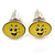 Small Smiling Face Stud Earrings In Silver Tone - 9mm Diameter - view 2