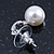 Bridal/ Prom/ Wedding Diamante 10mm White, Faux Pearl Stud Earrings In Rhodium Plating - 20mm L - view 6