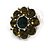 Olive Green Crystal 'Flower' Stud Earrings In Rhodium Plating - 20mm D - view 3