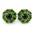 Olive Green Crystal 'Flower' Stud Earrings In Rhodium Plating - 20mm D - view 8