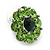 Olive Green Crystal 'Flower' Stud Earrings In Rhodium Plating - 20mm D - view 10