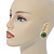 Olive Green Crystal 'Flower' Stud Earrings In Rhodium Plating - 20mm D - view 7