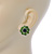 Olive Green Crystal 'Flower' Stud Earrings In Rhodium Plating - 20mm D - view 6
