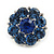 Blue Crystal 'Flower' Stud Earrings In Rhodium Plating - 20mm D - view 4