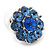 Blue Crystal 'Flower' Stud Earrings In Rhodium Plating - 20mm D - view 5