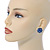 Blue Crystal 'Flower' Stud Earrings In Rhodium Plating - 20mm D - view 2
