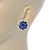 Blue Crystal 'Flower' Stud Earrings In Rhodium Plating - 20mm D - view 3