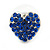 Sapphire Blue Crystal Heart Stud Earrings In Silver Tone - 12mm L - view 4