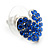 Sapphire Blue Crystal Heart Stud Earrings In Silver Tone - 12mm L - view 5