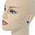 Sapphire Blue Crystal Heart Stud Earrings In Silver Tone - 12mm L - view 2