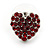 Burgundy Red Crystal Heart Stud Earrings In Silver Tone - 12mm L - view 6