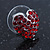 Burgundy Red Crystal Heart Stud Earrings In Silver Tone - 12mm L - view 8
