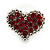 Red Crystal Heart Stud Earrings In Silver Tone - 15mm W - view 4