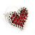 Red Crystal Heart Stud Earrings In Silver Tone - 15mm W - view 5