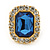 Gold Tone Clear, Blue Crystal Square Clip On Earrings - 23mm L - view 4
