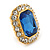 Gold Tone Clear, Blue Crystal Square Clip On Earrings - 23mm L - view 3