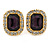 Gold Tone Clear, Purple Crystal Square Clip On Earrings - 23mm L - view 3