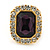 Gold Tone Clear, Purple Crystal Square Clip On Earrings - 23mm L - view 2