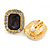 Gold Tone Clear, Purple Crystal Square Clip On Earrings - 23mm L - view 6