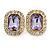 Gold Tone Clear, Lavender Crystal Square Stud Earrings - 23mm L