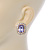 Gold Tone Clear, Lavender Crystal Square Stud Earrings - 23mm L - view 3