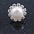 10mm White Freshwater Pearl, Crystal Stud Earrings In Rhodium Plating - 16mm Across - view 7