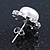 10mm White Freshwater Pearl, Crystal Stud Earrings In Rhodium Plating - 16mm Across - view 5