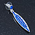 Sapphire Blue Austrian Crystal Leaf Drop Earrings In Rhodium Plating - 50mm L - view 4