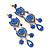 Divine Extravagance Sapphire Blue Austrian Crystal Chandelier Earrings In Gold Tone - 80mm L - view 7