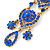 Divine Extravagance Sapphire Blue Austrian Crystal Chandelier Earrings In Gold Tone - 80mm L - view 4