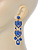 Divine Extravagance Sapphire Blue Austrian Crystal Chandelier Earrings In Gold Tone - 80mm L - view 3