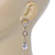 Bridal/ Prom/ Wedding Clear Cz Chandelier Drop Earring In Gold Plating - 65mm L - view 5