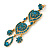 Divine Extravagance Teal Austrian Crystal Chandelier Earrings In Gold Tone - 80mm L - view 4