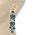 Divine Extravagance Teal Austrian Crystal Chandelier Earrings In Gold Tone - 80mm L - view 3