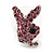Cute Pink Austrian Crystal Bunny Stud Earrings In Rhodium Plating - 15mm L - view 4