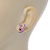 Cute Pink Austrian Crystal Bunny Stud Earrings In Rhodium Plating - 15mm L - view 3