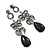 Long Vintage Inspired Hematite Coloured Crystal Bow, Teardrop Earrings In Antique Silver Tone - 85mm L - view 8