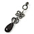 Long Vintage Inspired Hematite Coloured Crystal Bow, Teardrop Earrings In Antique Silver Tone - 85mm L - view 7
