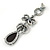 Long Vintage Inspired Hematite Coloured Crystal Bow, Teardrop Earrings In Antique Silver Tone - 85mm L - view 6