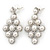 Bridal/ Wedding/ Prom White Glass Pearl, Crystal Diamond Shape Drop Earrings In Rhodium Plating - 50mm L - view 6